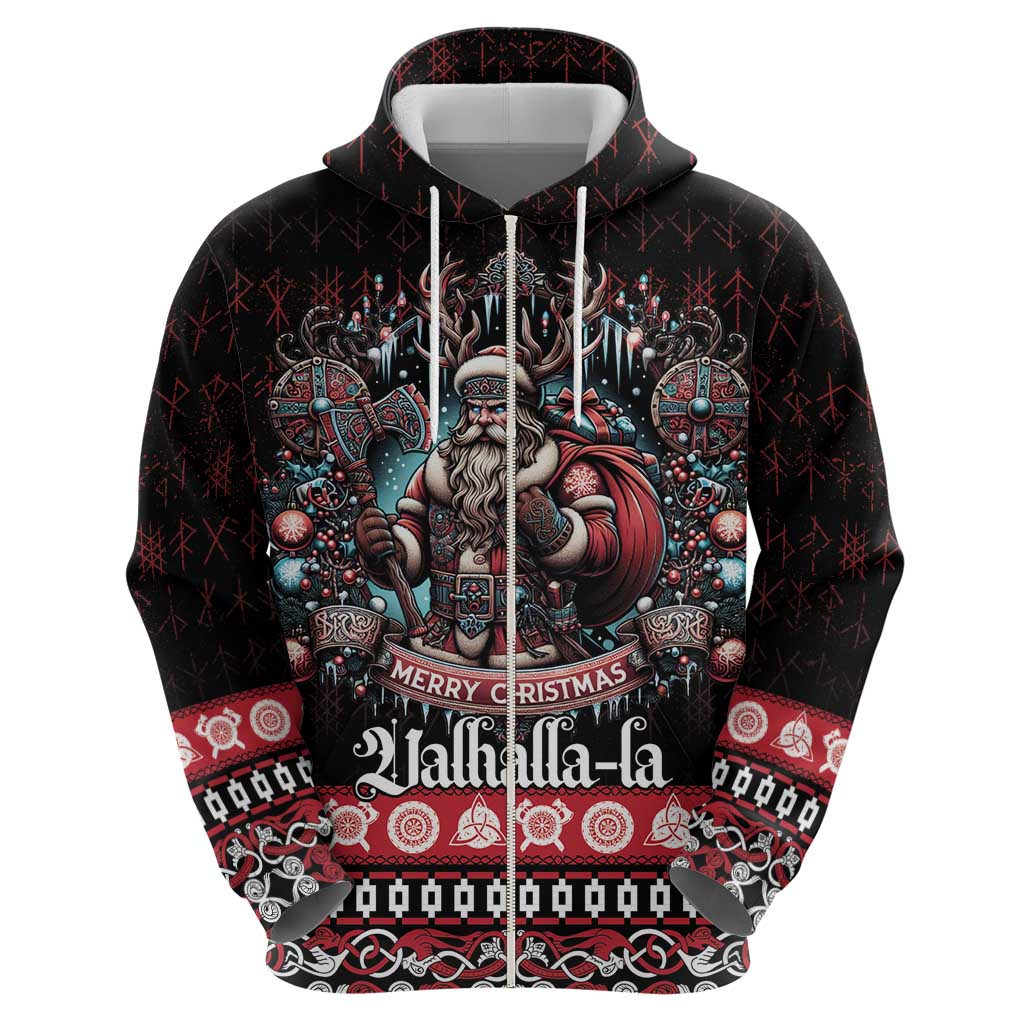 Viking Santa Christmas Hoodie Valhalla-la Nordic Xmas Spirit LT18