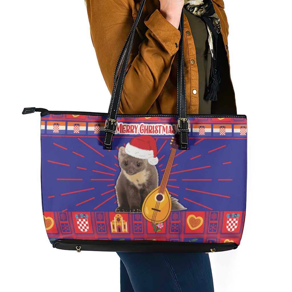 Croatia Christmas Leather Tote Bag Kuna Zlatica Merry Xmas LT18