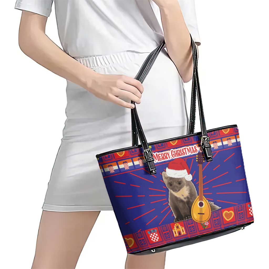 Croatia Christmas Leather Tote Bag Kuna Zlatica Merry Xmas LT18
