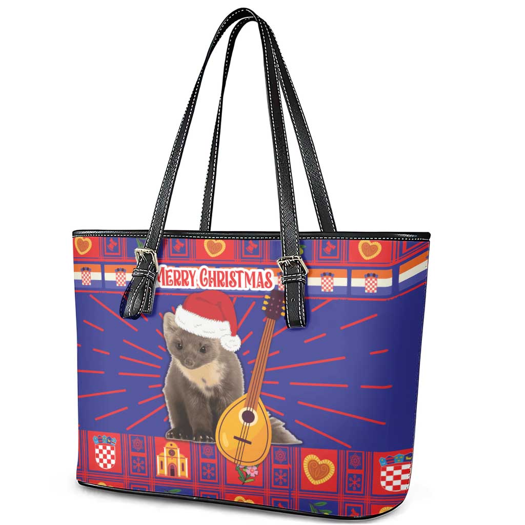 Croatia Christmas Leather Tote Bag Kuna Zlatica Merry Xmas LT18