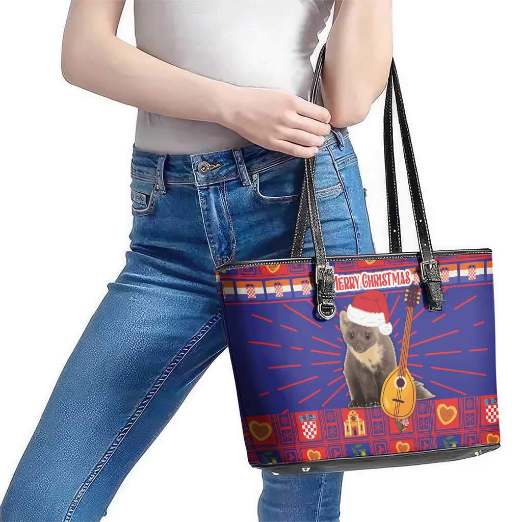 Croatia Christmas Leather Tote Bag Kuna Zlatica Merry Xmas LT18