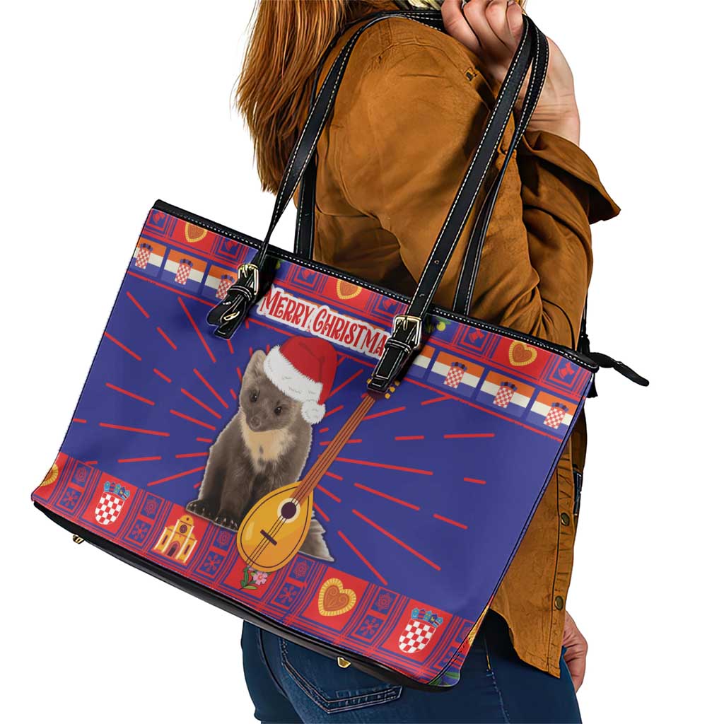 Croatia Christmas Leather Tote Bag Kuna Zlatica Merry Xmas LT18