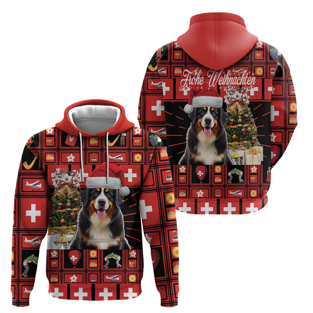 Merry Christmas Bernese Mountain Dog Hoodie Switzerland Symbols - Lightning Art LT18