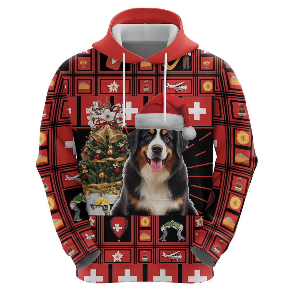 Merry Christmas Bernese Mountain Dog Hoodie Switzerland Symbols - Lightning Art LT18