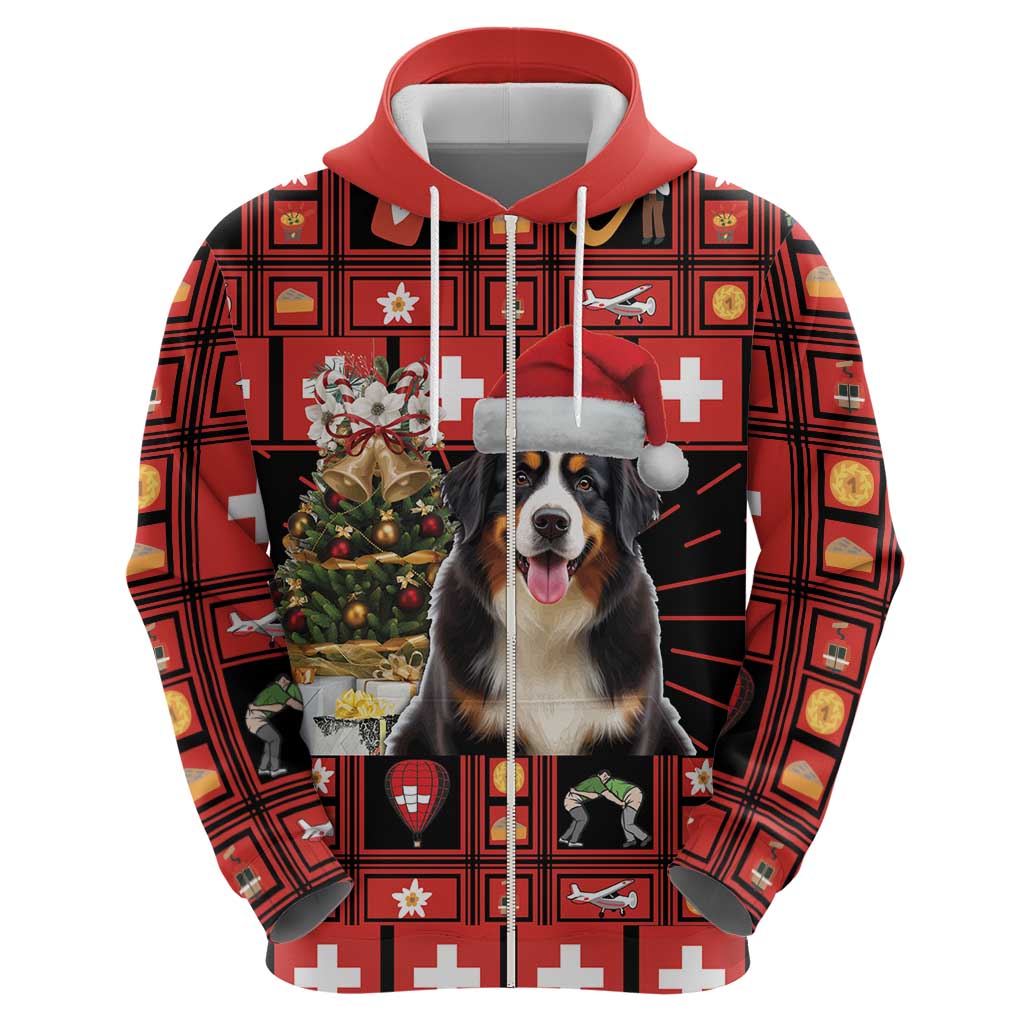 Merry Christmas Bernese Mountain Dog Hoodie Switzerland Symbols - Lightning Art LT18
