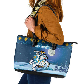 Lithuania Christmas Leather Tote Bag Coat Of Arms Merry Xmas LT18