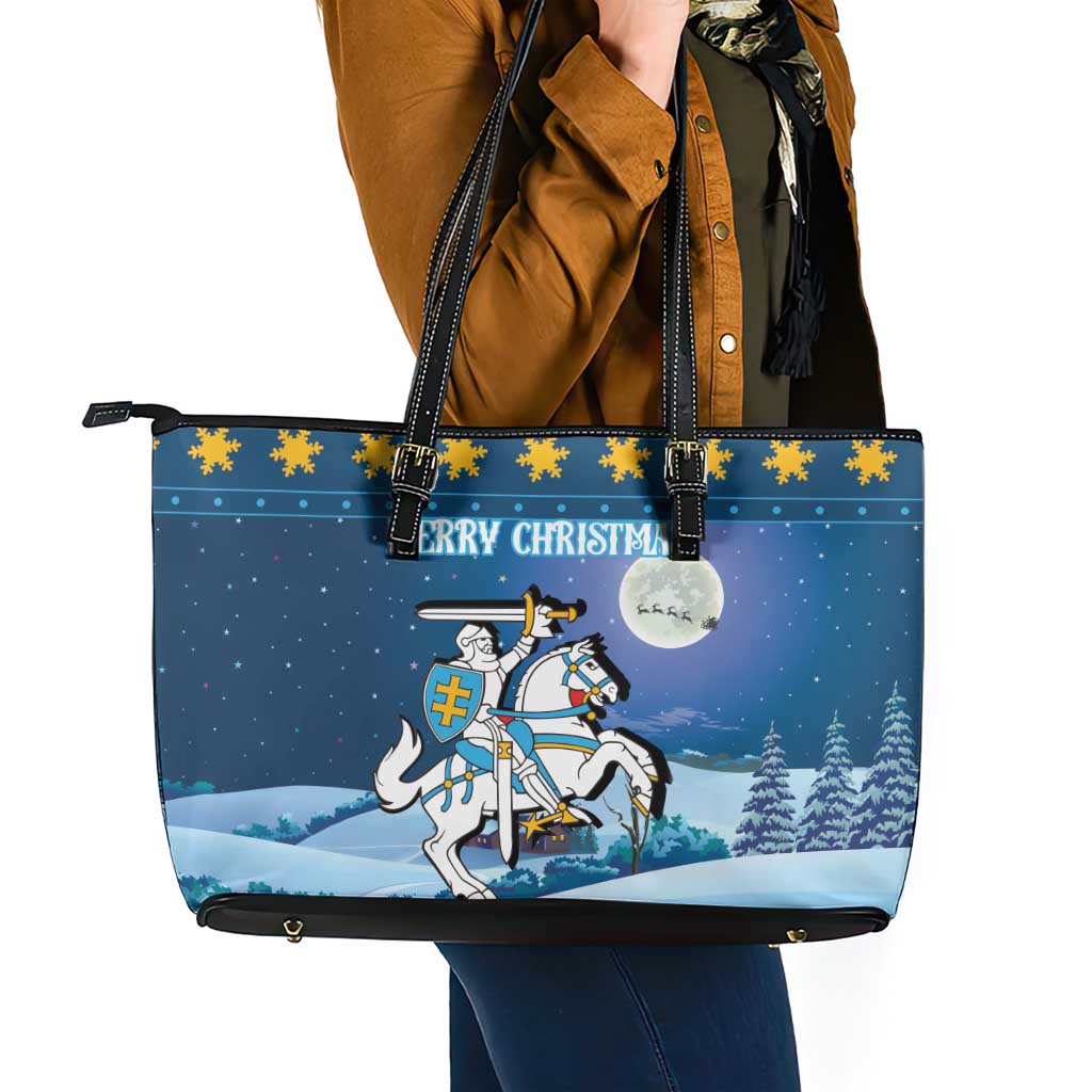 Lithuania Christmas Leather Tote Bag Coat Of Arms Merry Xmas LT18