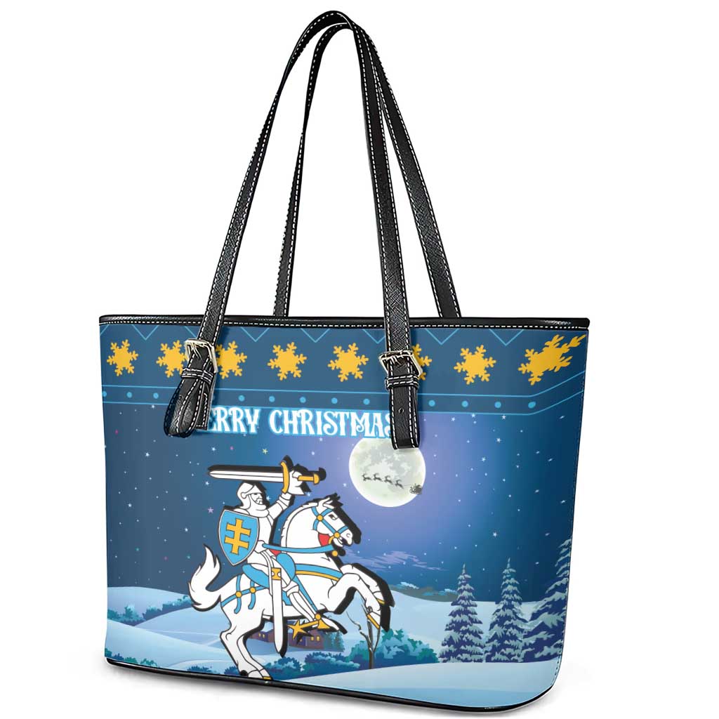 Lithuania Christmas Leather Tote Bag Coat Of Arms Merry Xmas LT18