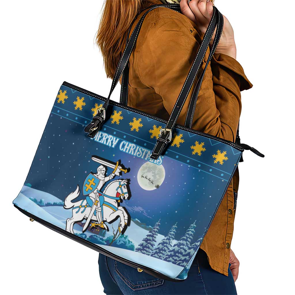 Lithuania Christmas Leather Tote Bag Coat Of Arms Merry Xmas LT18