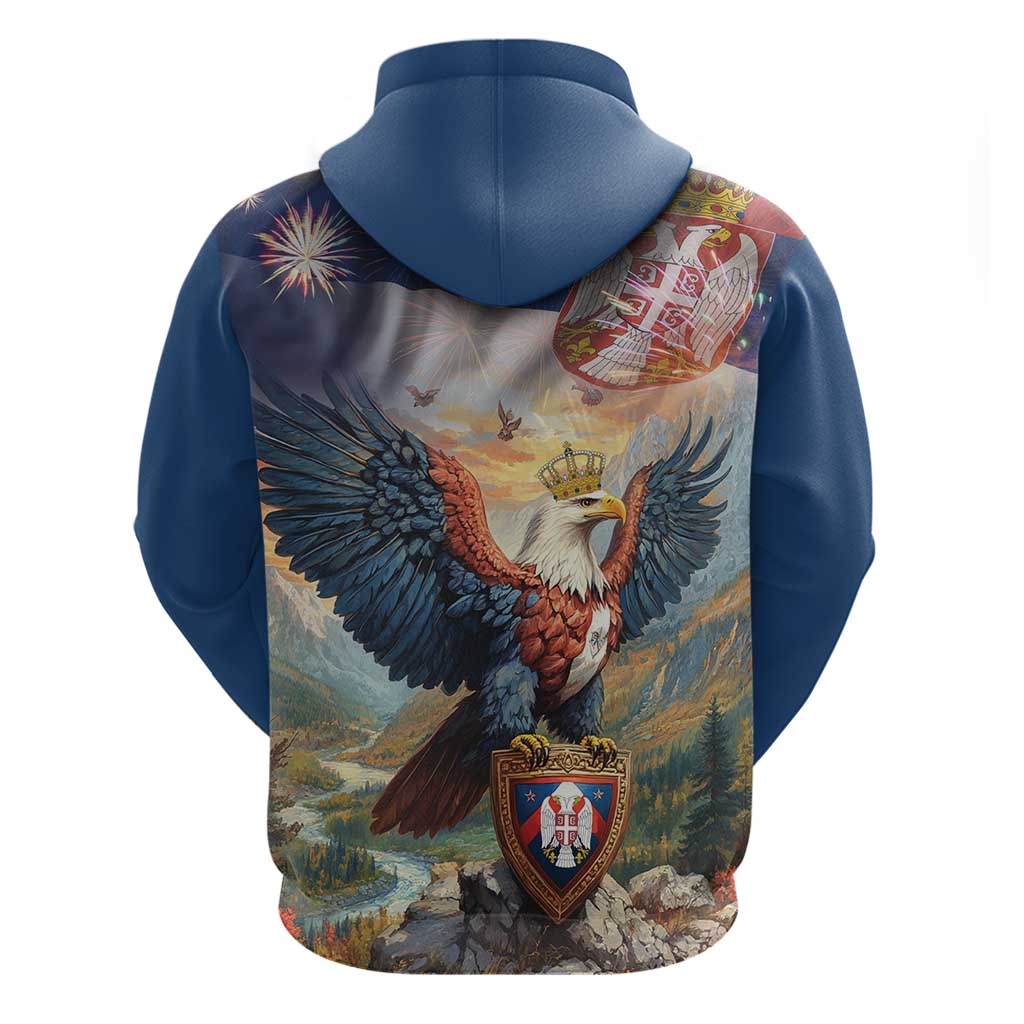 Serbia Eagle Statehood Day Hoodie Only Unity Saves The Serbs LT18