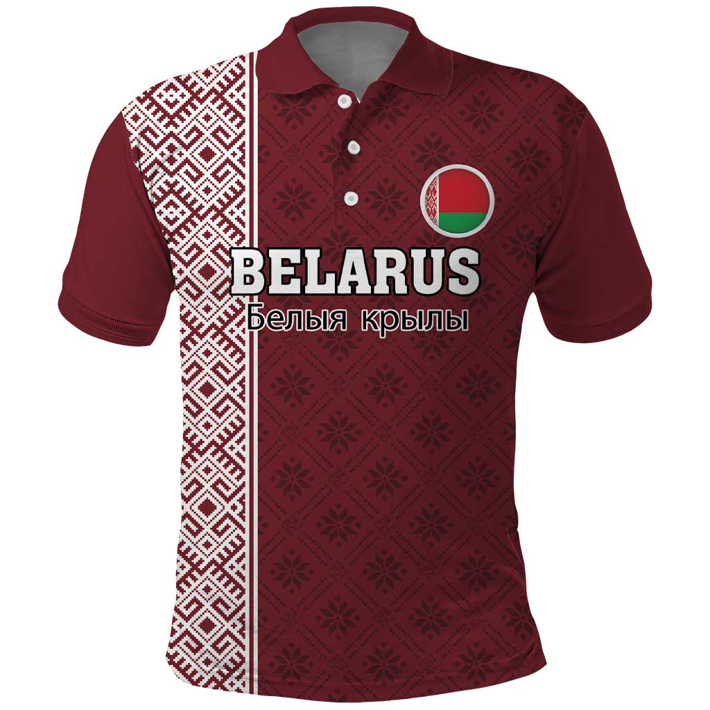 Custom Belarus Football Polo Shirt The White Wings Red Version LT18