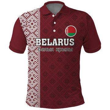 Custom Belarus Football Polo Shirt The White Wings Red Version LT18