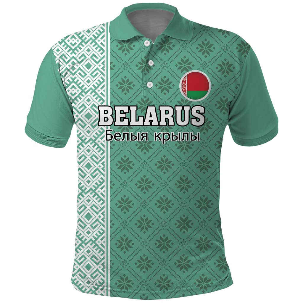 Custom Belarus Football Polo Shirt The White Wings Green Version LT18