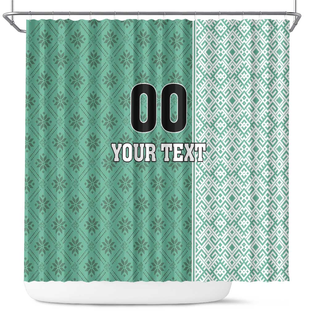 Custom Belarus Football Shower Curtain The White Wings Green Version LT18