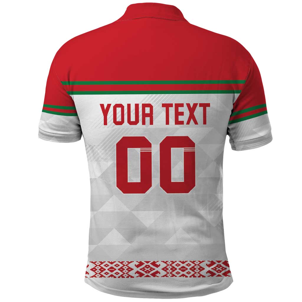 Custom Belarus Ice Hockey Polo Shirt 2025 Go Bisons White Version LT18