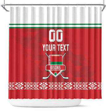 Custom Belarus Ice Hockey Shower Curtain 2025 Go Bisons Red Version LT18