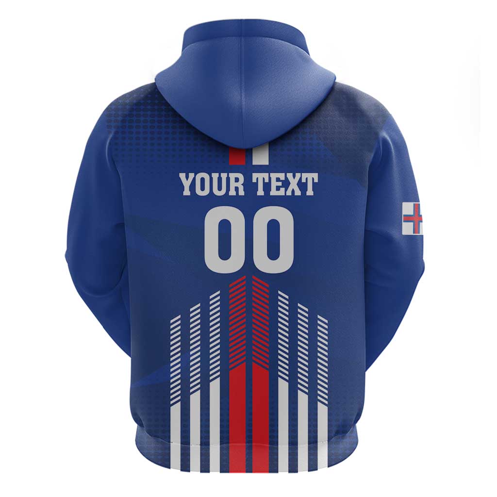 Custom Faroe Islands Football Hoodie Go Champion Blue Version LT18