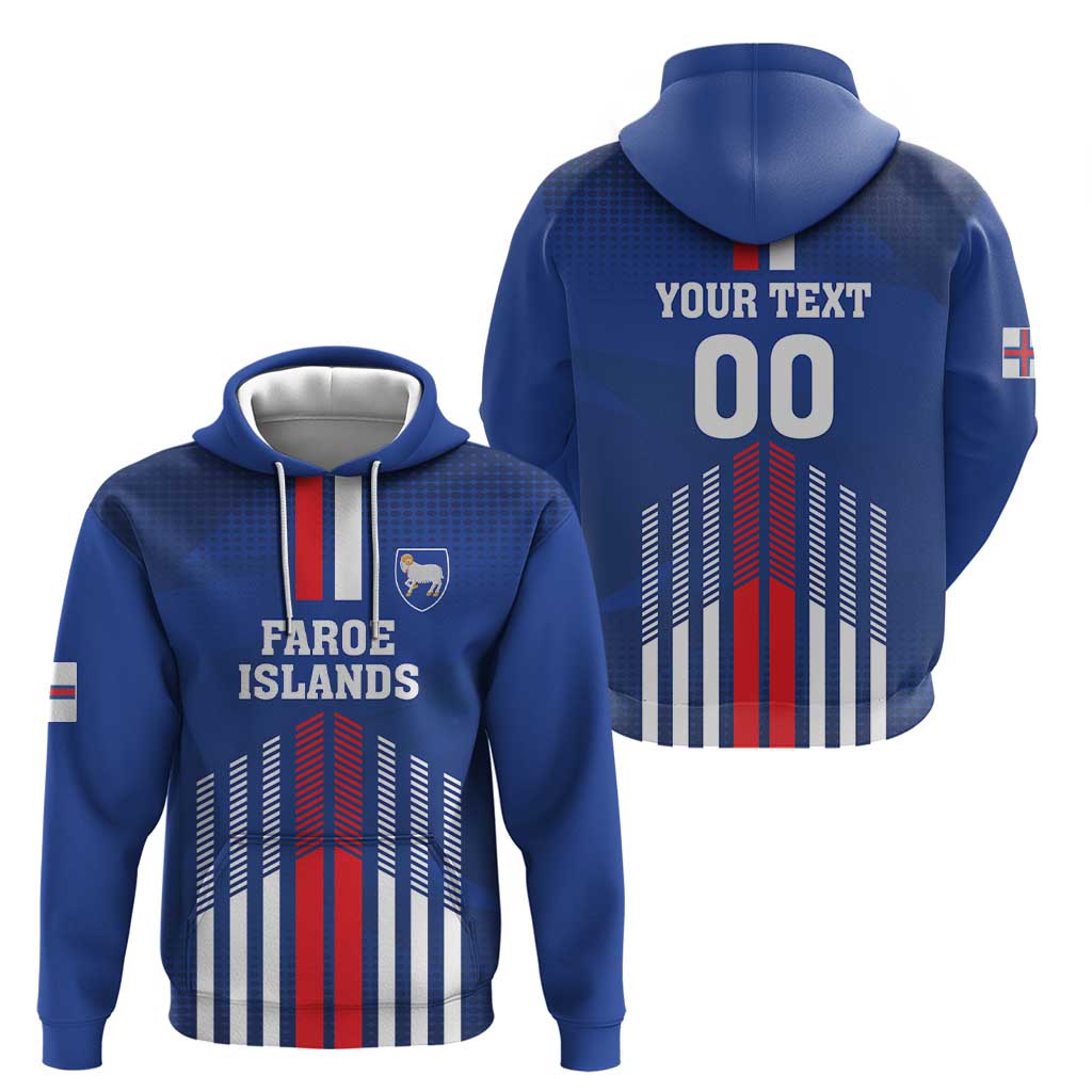 Custom Faroe Islands Football Hoodie Go Champion Blue Version LT18