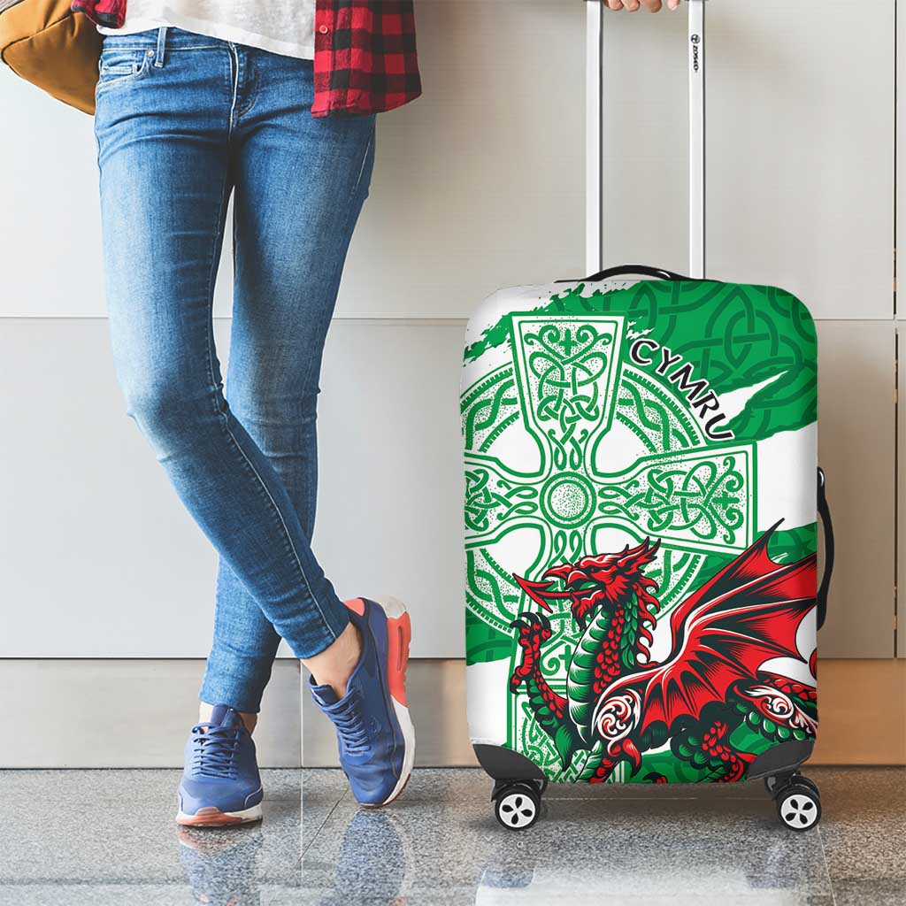 Wales Celtic Cross Luggage Cover Cymru Am Byth Green Version LT18