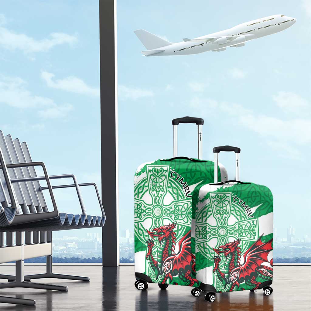 Wales Celtic Cross Luggage Cover Cymru Am Byth Green Version LT18