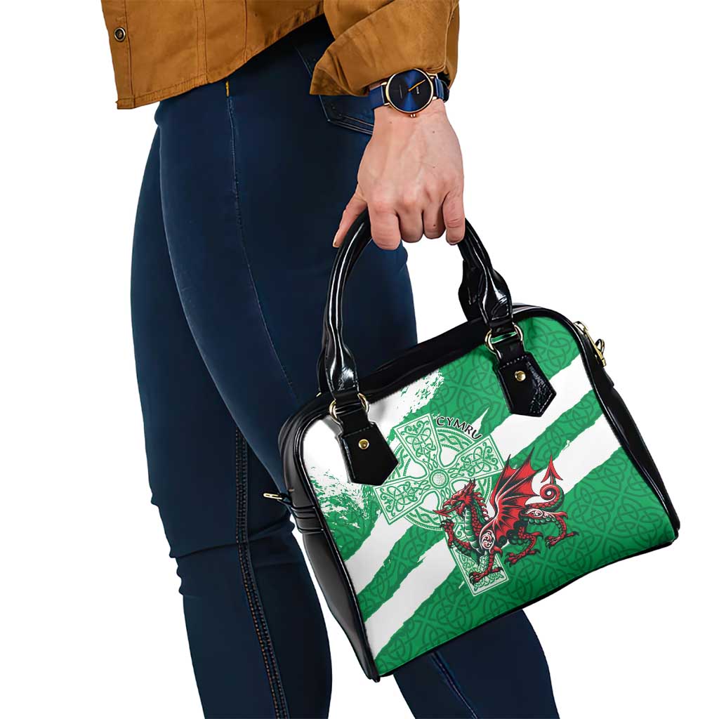 Wales Celtic Cross Shoulder Handbag Cymru Am Byth Green Version LT18