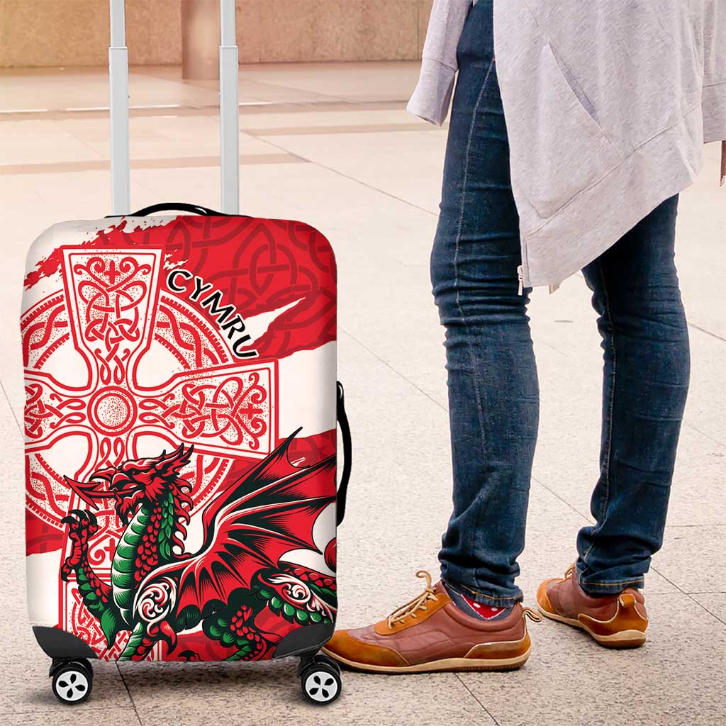 Wales Celtic Cross Luggage Cover Cymru Am Byth Red Version LT18