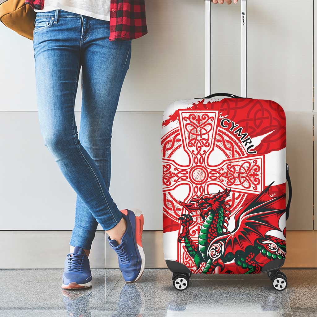 Wales Celtic Cross Luggage Cover Cymru Am Byth Red Version LT18