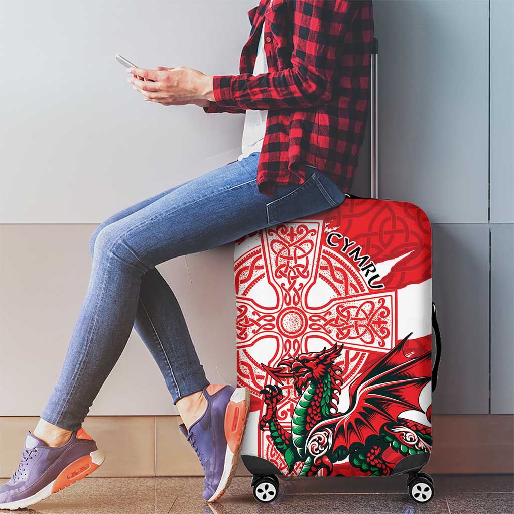 Wales Celtic Cross Luggage Cover Cymru Am Byth Red Version LT18