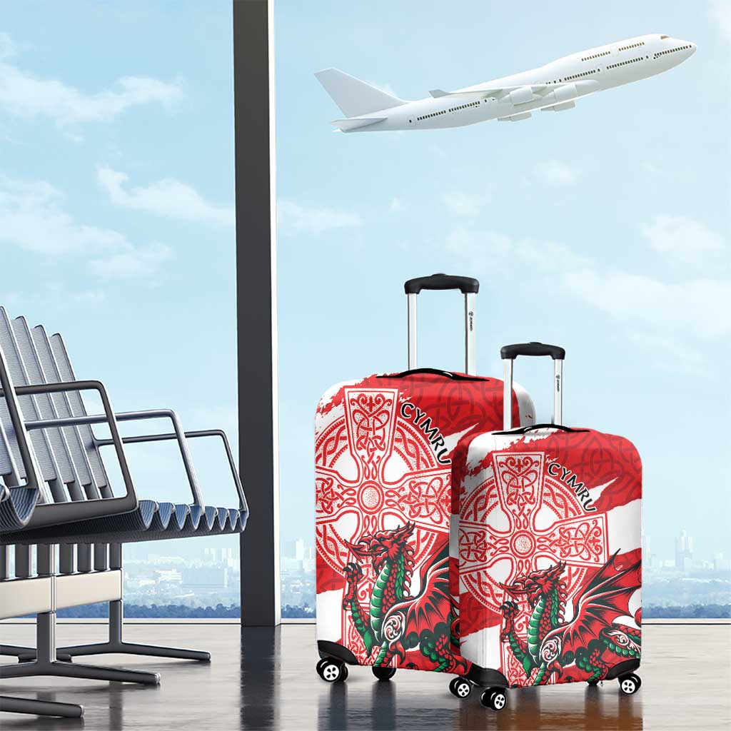 Wales Celtic Cross Luggage Cover Cymru Am Byth Red Version LT18