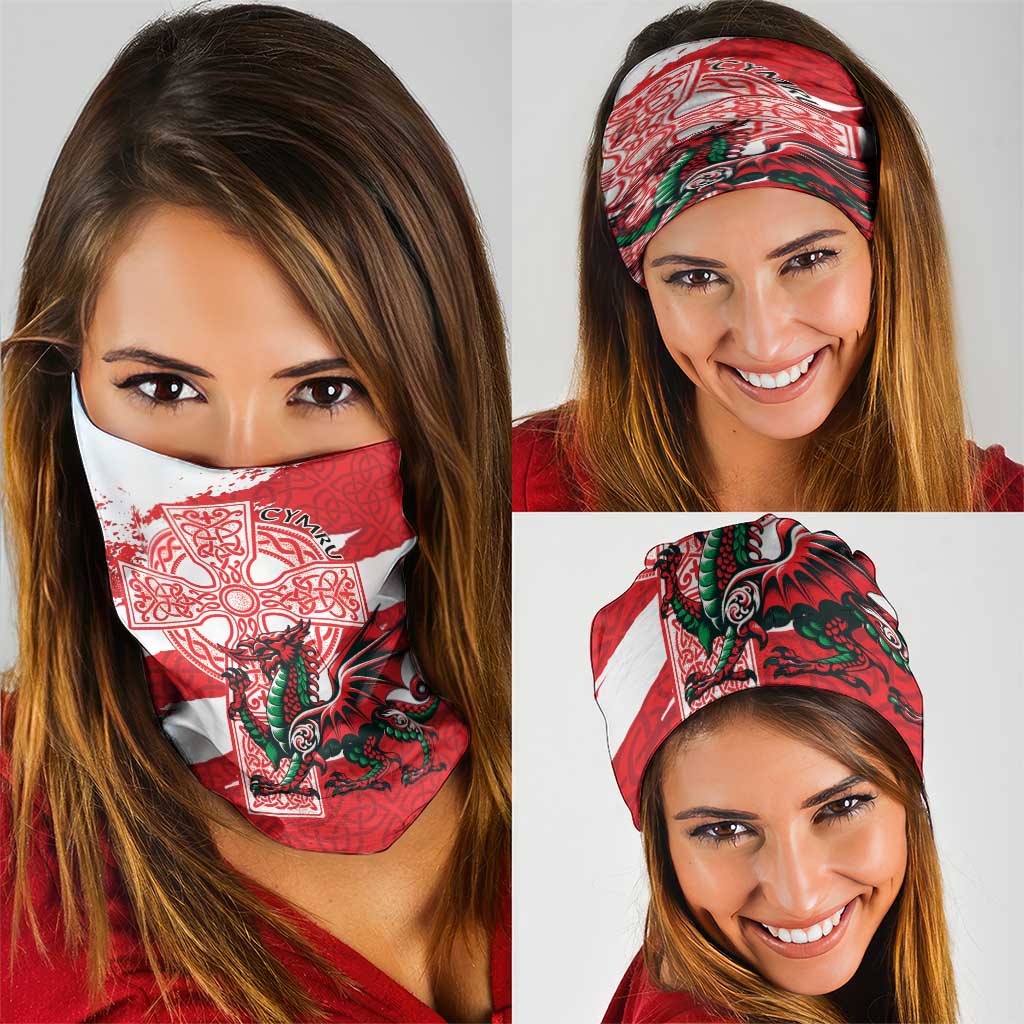 Wales Celtic Cross Neck Gaiter Cymru Am Byth Red Version LT18