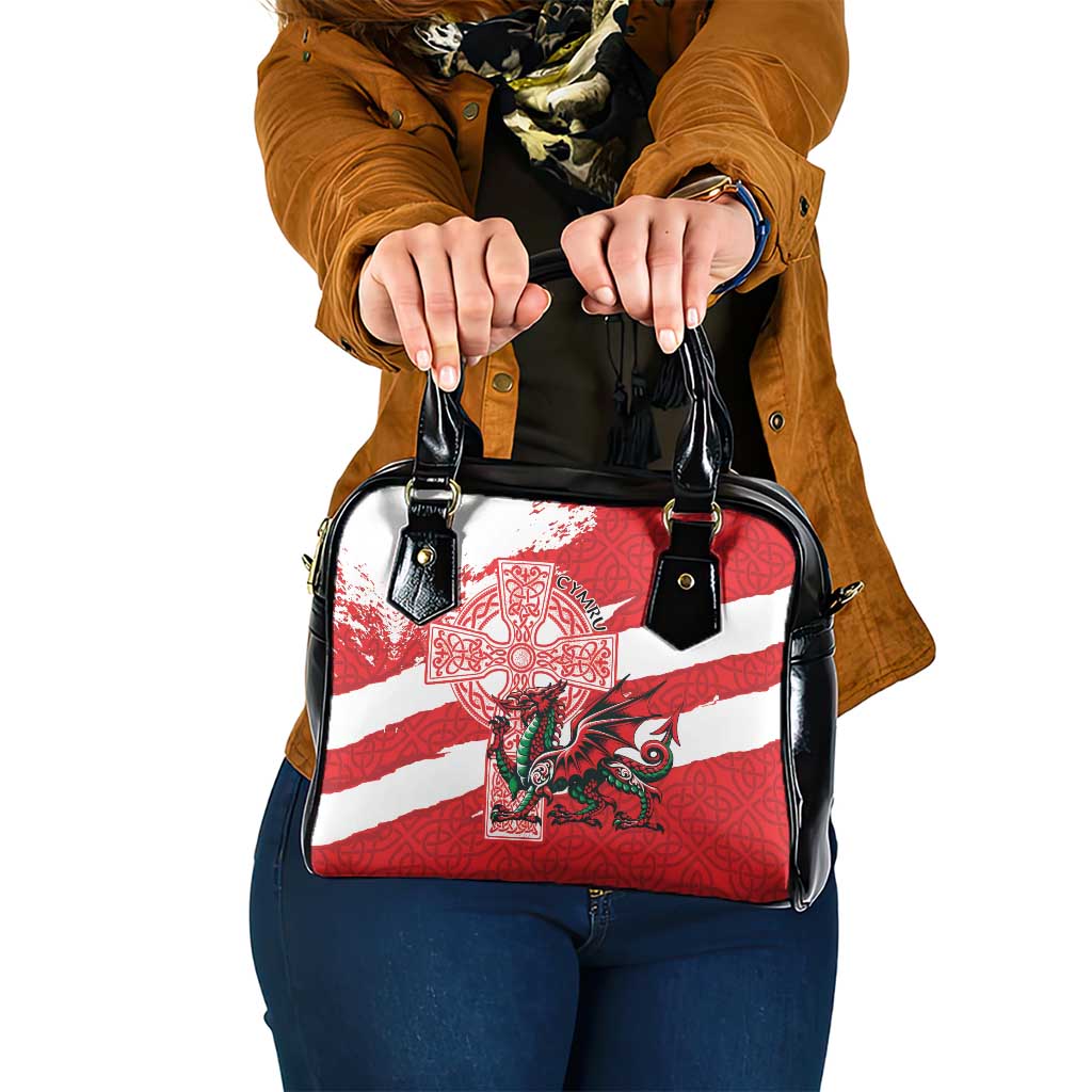 Wales Celtic Cross Shoulder Handbag Cymru Am Byth Red Version LT18