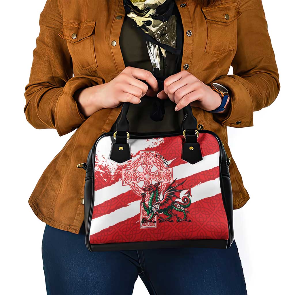 Wales Celtic Cross Shoulder Handbag Cymru Am Byth Red Version LT18