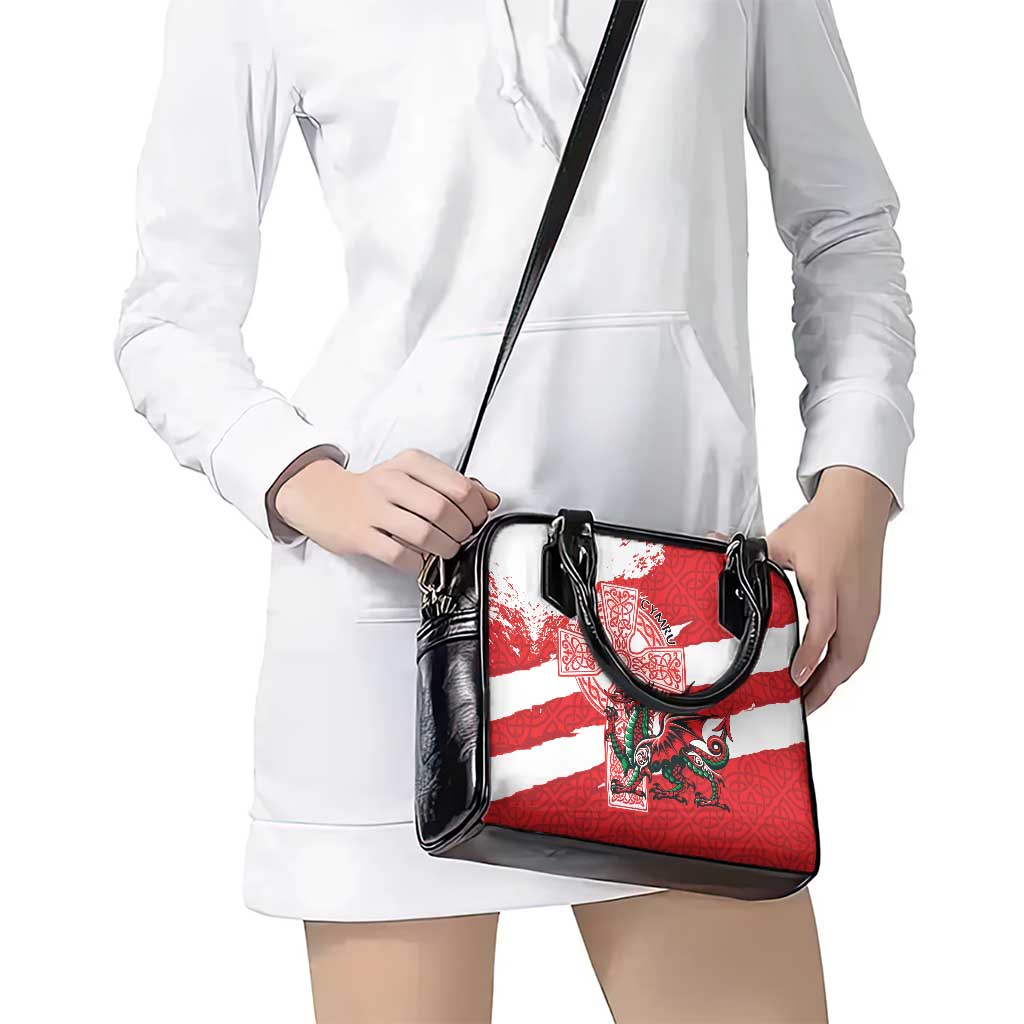 Wales Celtic Cross Shoulder Handbag Cymru Am Byth Red Version LT18