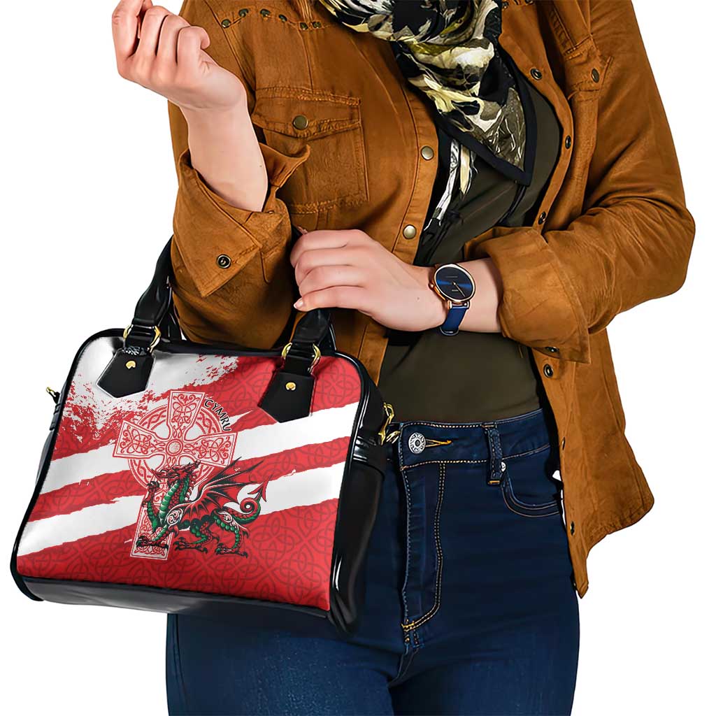 Wales Celtic Cross Shoulder Handbag Cymru Am Byth Red Version LT18