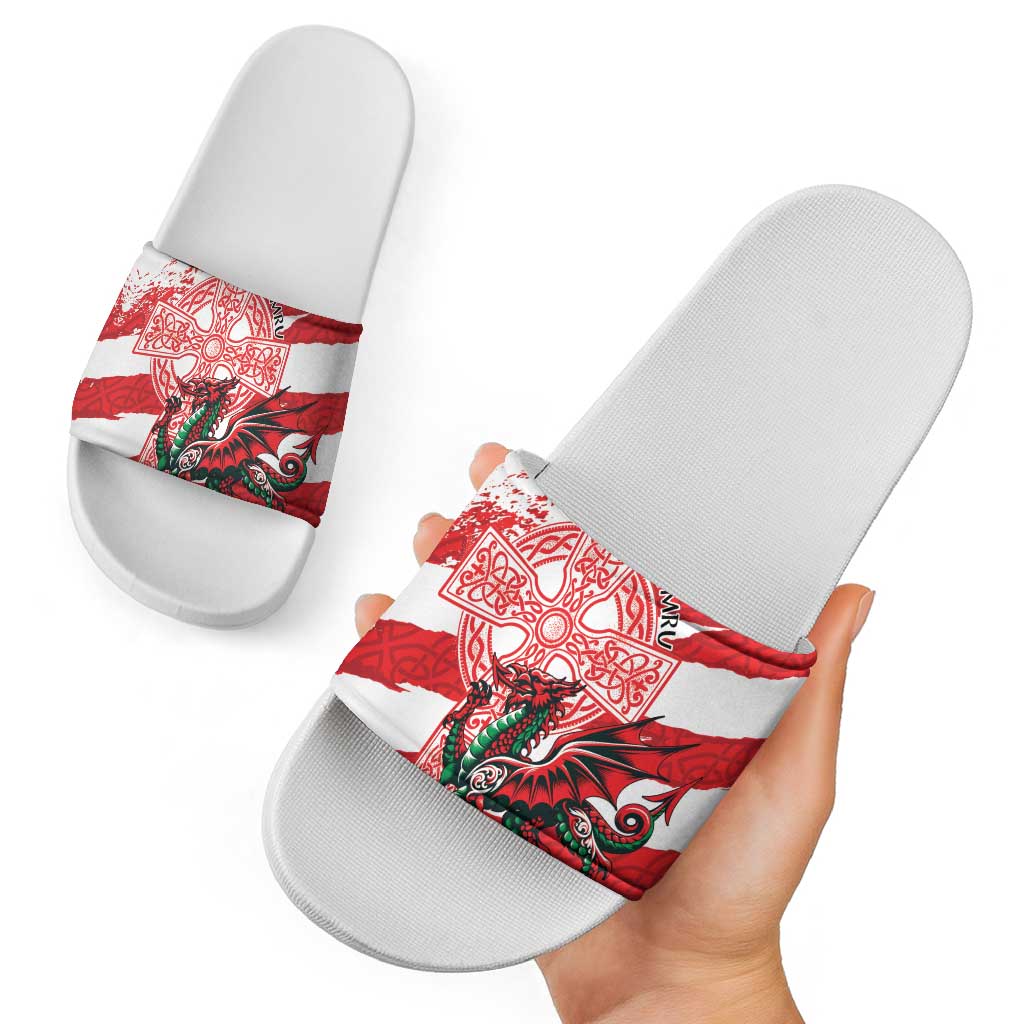 Wales Celtic Cross Slide Sandals Cymru Am Byth Red Version LT18