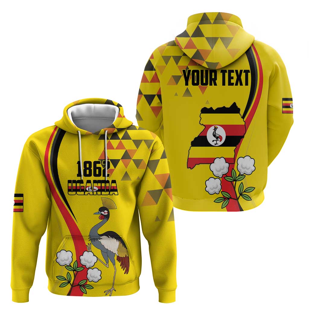 Personalized Uganda Independence Day Hoodie Grey Crowned Crane Bird LT18