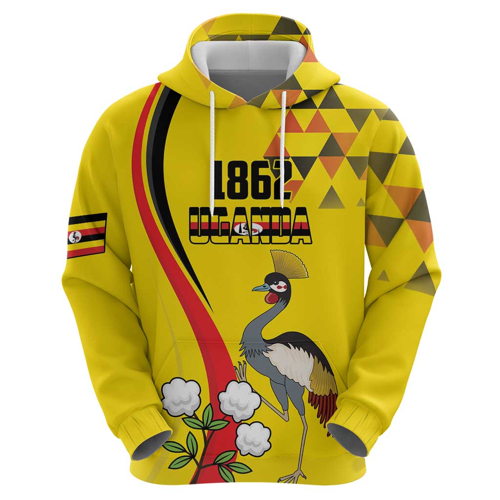 Personalized Uganda Independence Day Hoodie Grey Crowned Crane Bird LT18