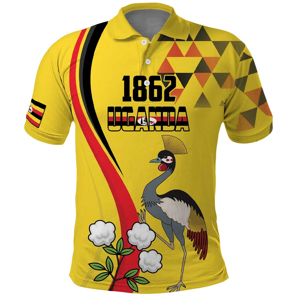 Personalized Uganda Independence Day Polo Shirt Grey Crowned Crane Bird LT18