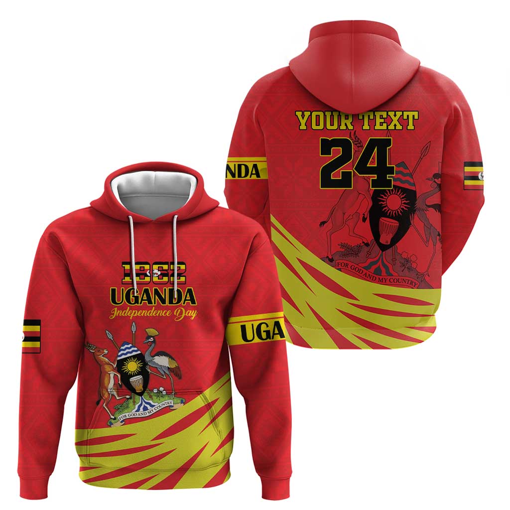 Custom Uganda Independence Day 1962 Hoodie Coat Of Arms With Kente Patterns LT18
