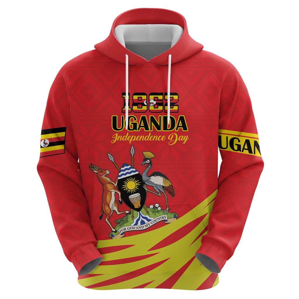 Custom Uganda Independence Day 1962 Hoodie Coat Of Arms With Kente Patterns LT18