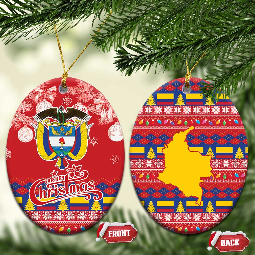 Colombia Christmas Ceramic Ornament Libertad y Orden With Feliz Navidad LT18