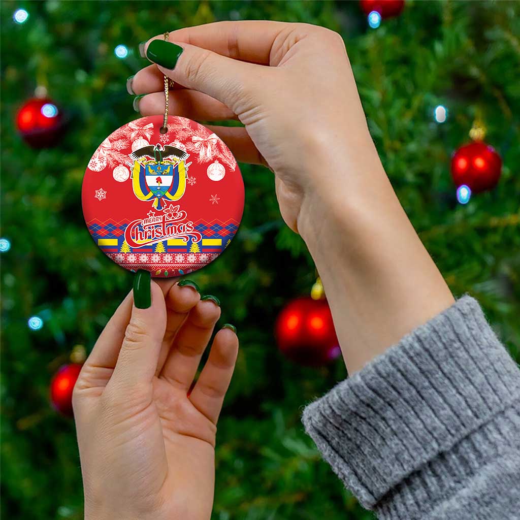 Colombia Christmas Ceramic Ornament Libertad y Orden With Feliz Navidad LT18