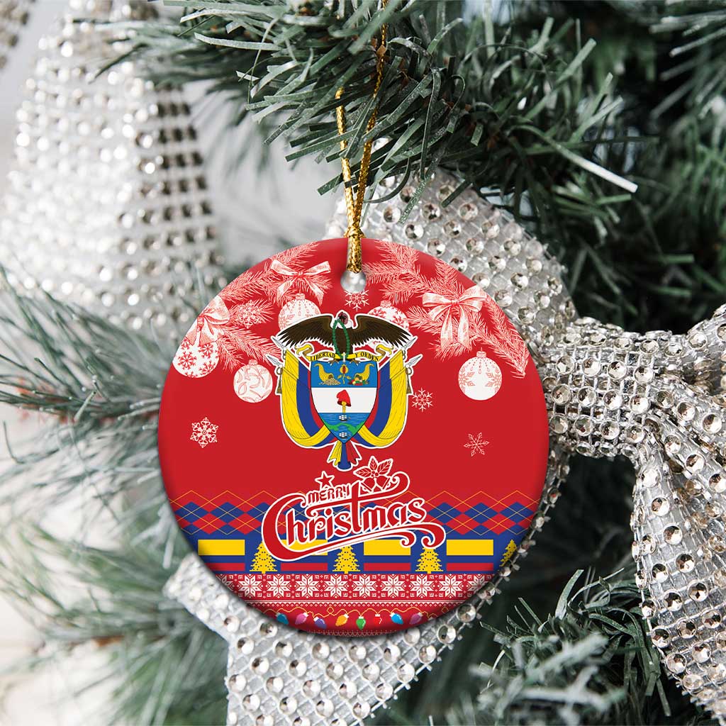 Colombia Christmas Ceramic Ornament Libertad y Orden With Feliz Navidad LT18