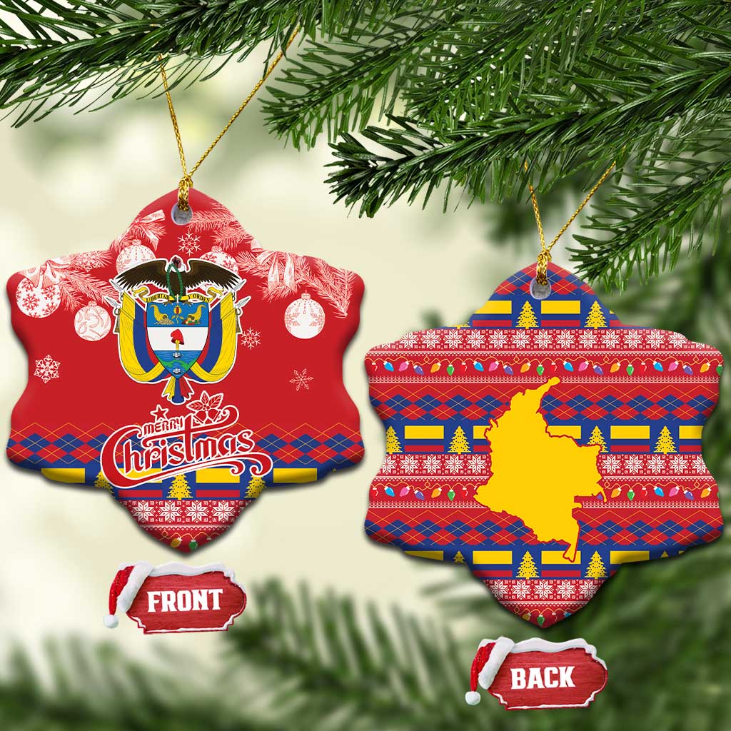 Colombia Christmas Ceramic Ornament Libertad y Orden With Feliz Navidad LT18