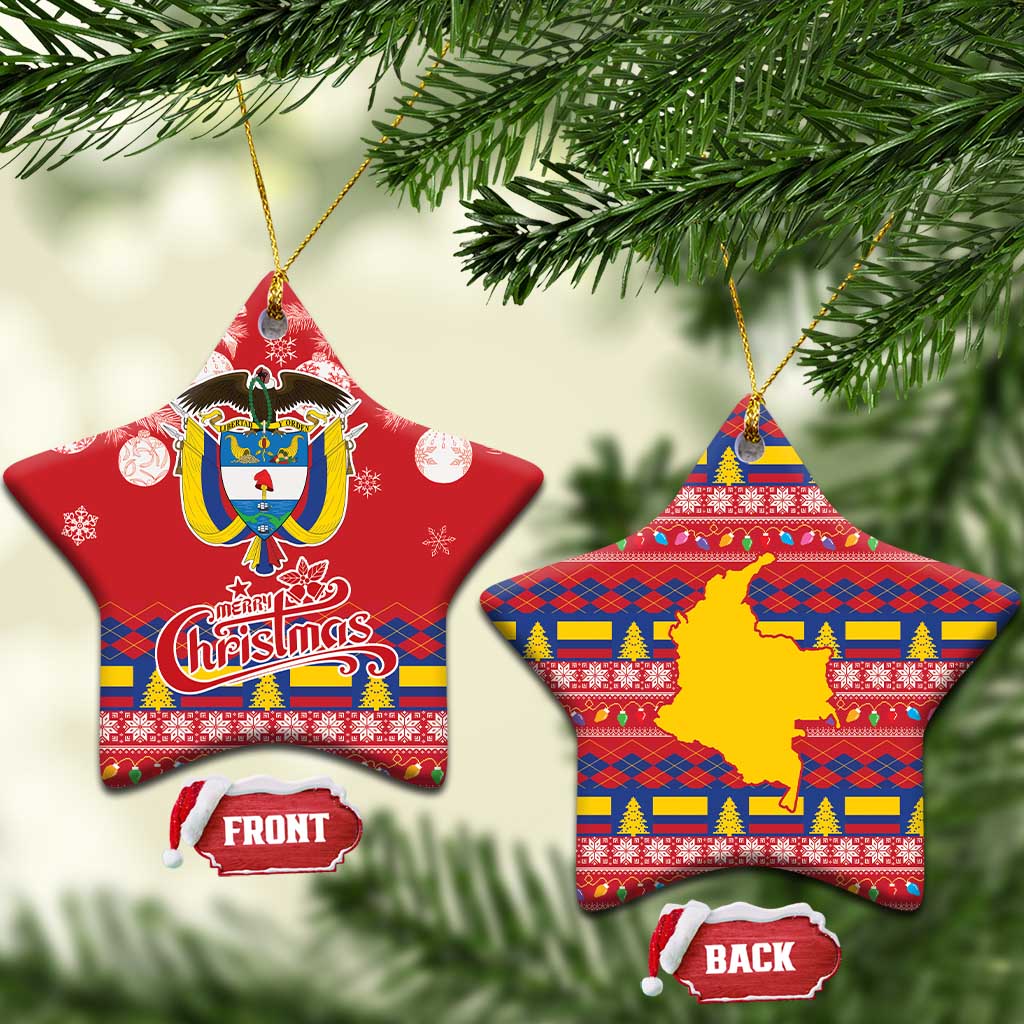 Colombia Christmas Ceramic Ornament Libertad y Orden With Feliz Navidad LT18