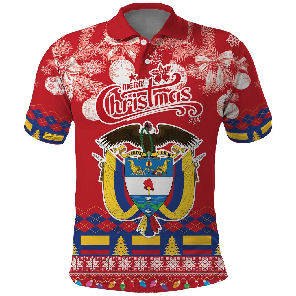 Colombia Christmas Polo Shirt Libertad y Orden With Feliz Navidad LT18