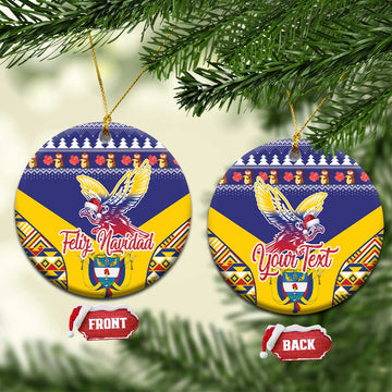 Personalized Colombia Christmas Ceramic Ornament Andean Condor With Seamless Pattern LT18
