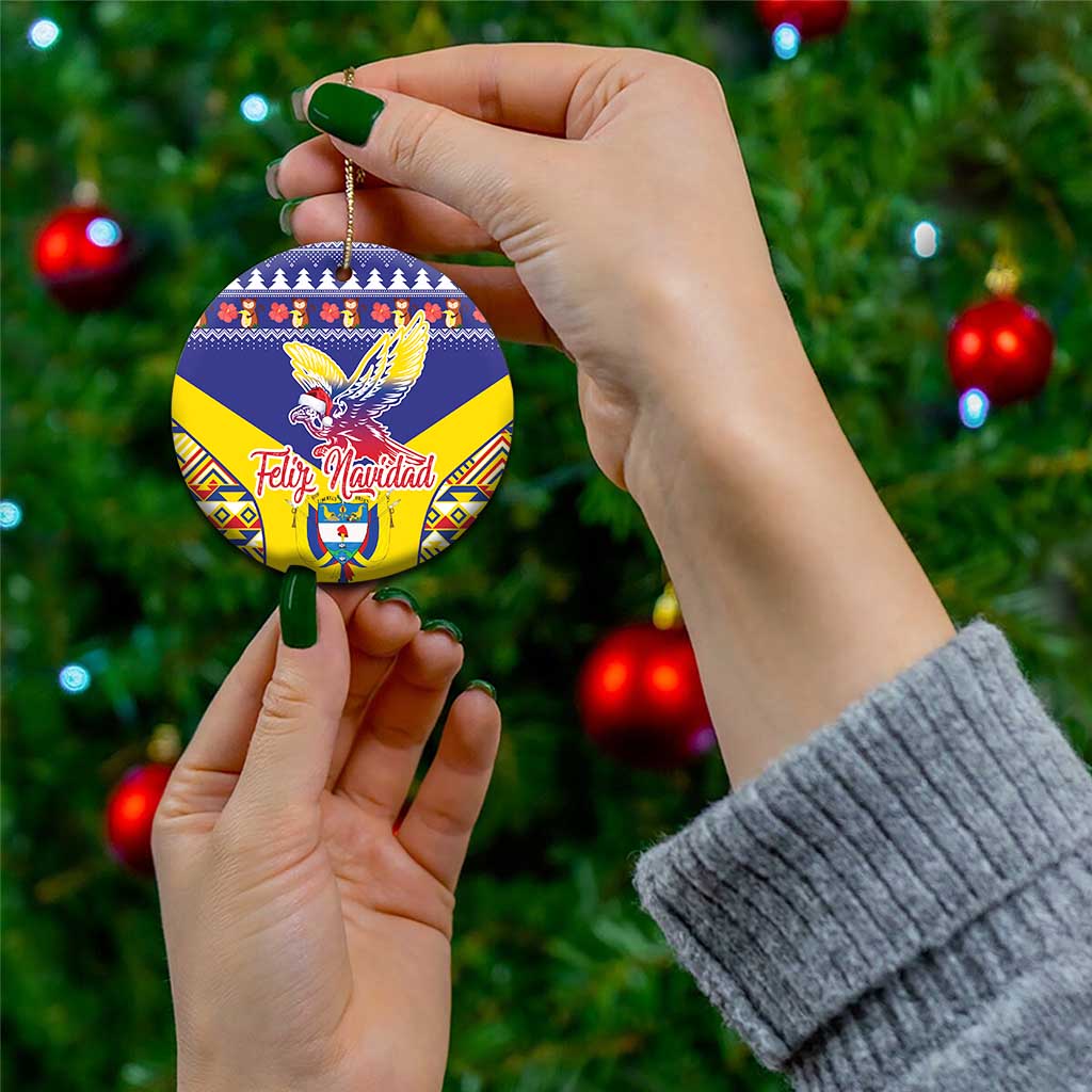 Personalized Colombia Christmas Ceramic Ornament Andean Condor With Seamless Pattern LT18
