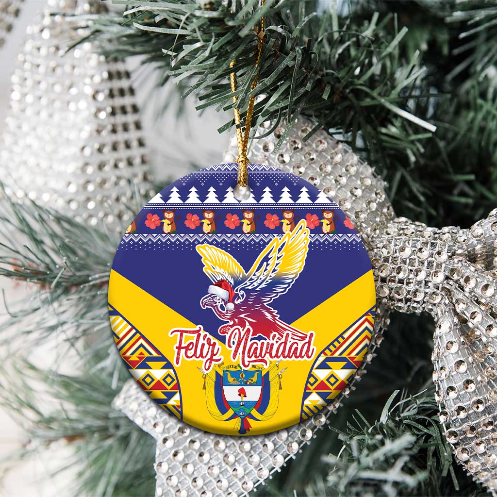 Personalized Colombia Christmas Ceramic Ornament Andean Condor With Seamless Pattern LT18