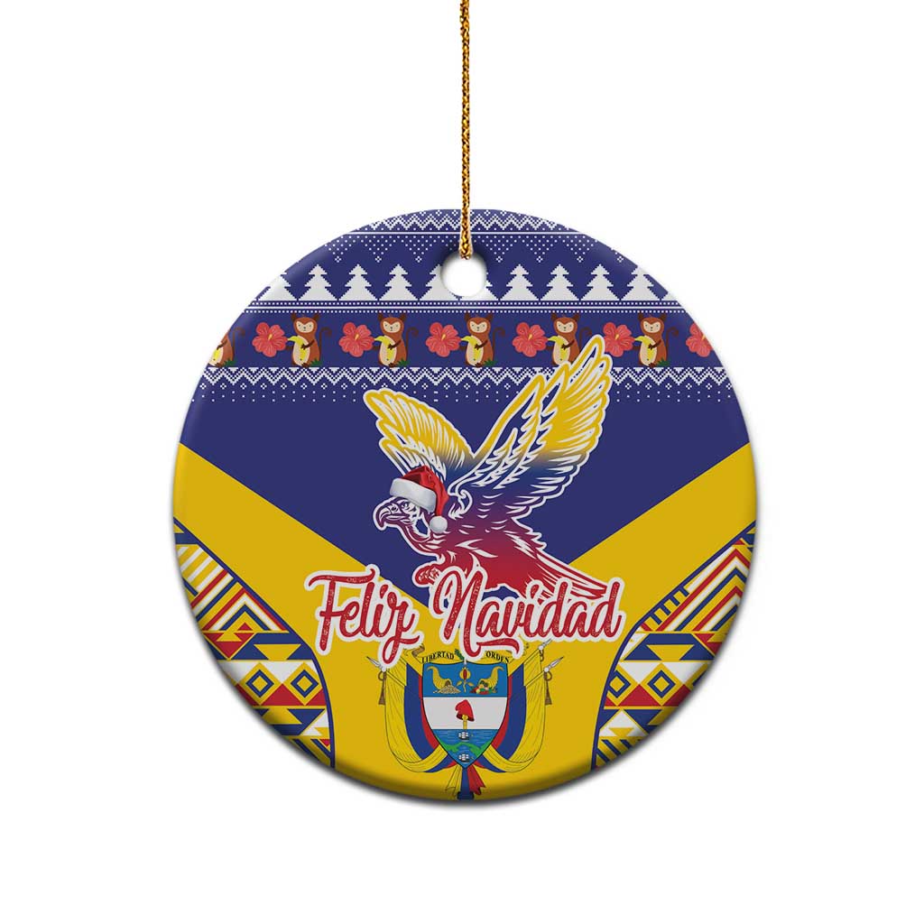Personalized Colombia Christmas Ceramic Ornament Andean Condor With Seamless Pattern LT18